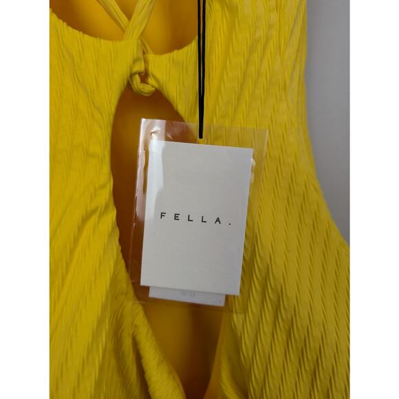 NWT FELLA Zac One Piece Textured Swimsuit Yellow S - Picture 8 of 11
